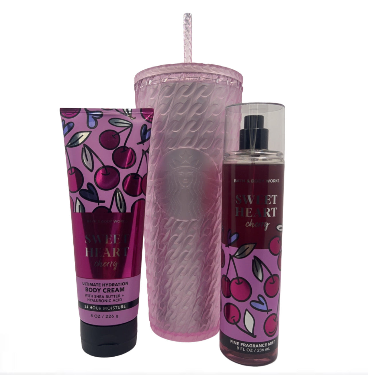 Starbucks Clear Pink link Tumbler w/ Free B & B Set