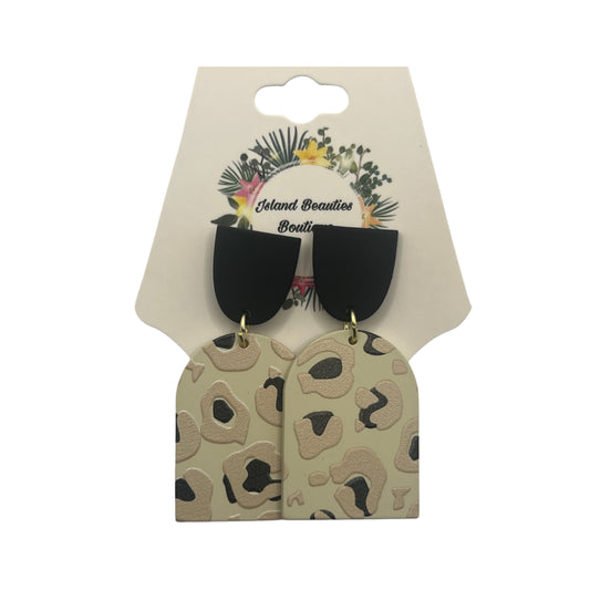 Cream Camo Latte Stone Earrings