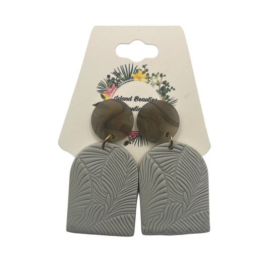 Embossed Gray Clay Earrings